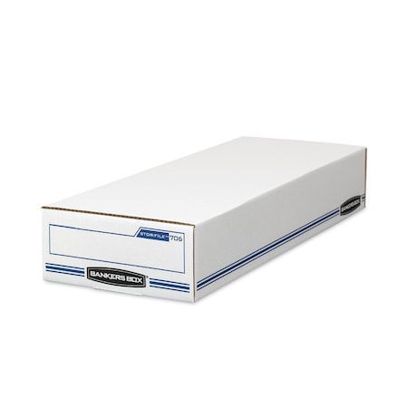 Bankers Box STOR/FILE(TM) Check Boxes, 9.25" W, 25" D, 4.13" H, Hinged Lid Closure, White/Blue 00706